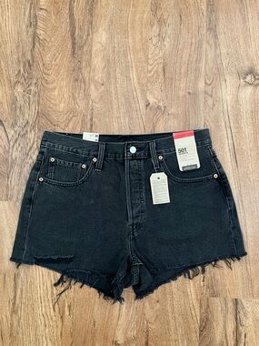 NWT Levi’s 501 Denim Shorts Black Destructed